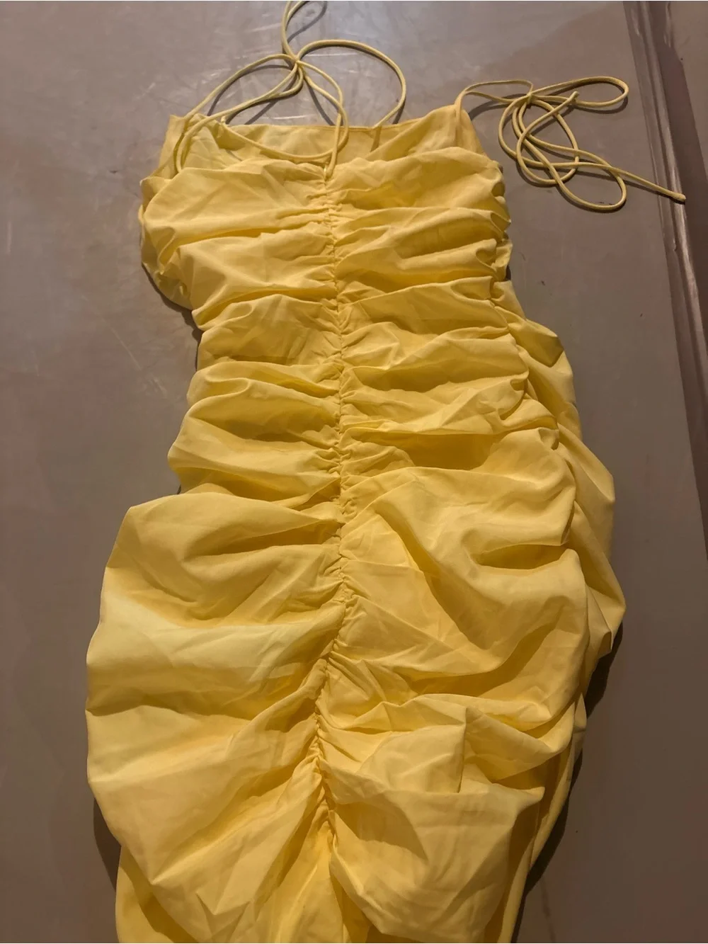 Yellow Ruched Tie-Strap Women’s Princess Polly Dress